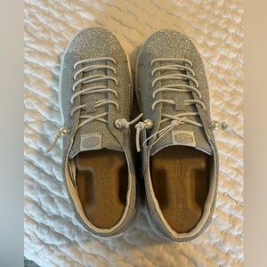 Glittery Silver Sneakers with Pearl Details HEYDUDES